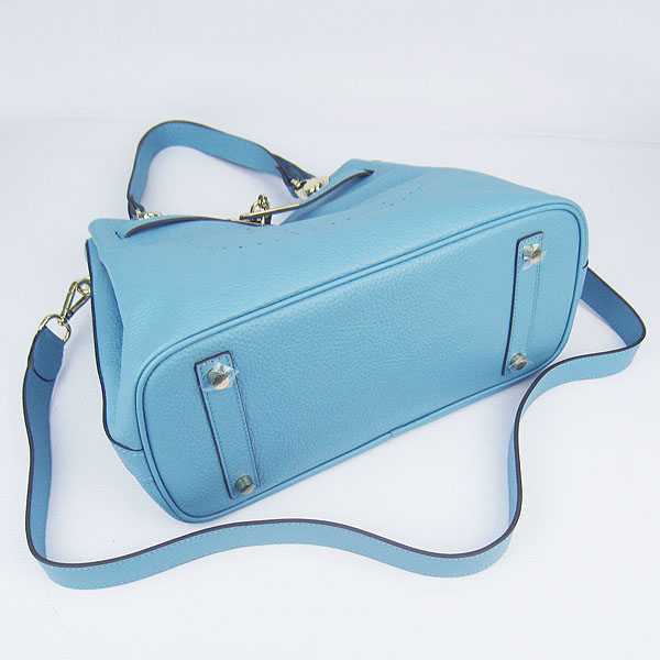 Replica Hermes New Arrival Double-duty leather handbag Light Blue 60668 - Click Image to Close
